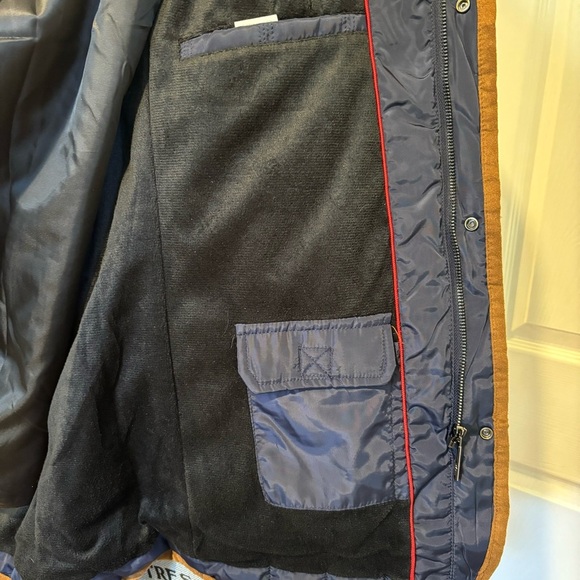 DE-NIKO Milano Men’s Lightweight Navy With Brown Trim Zip Up Jacket With Pockets - Picture 13 of 15